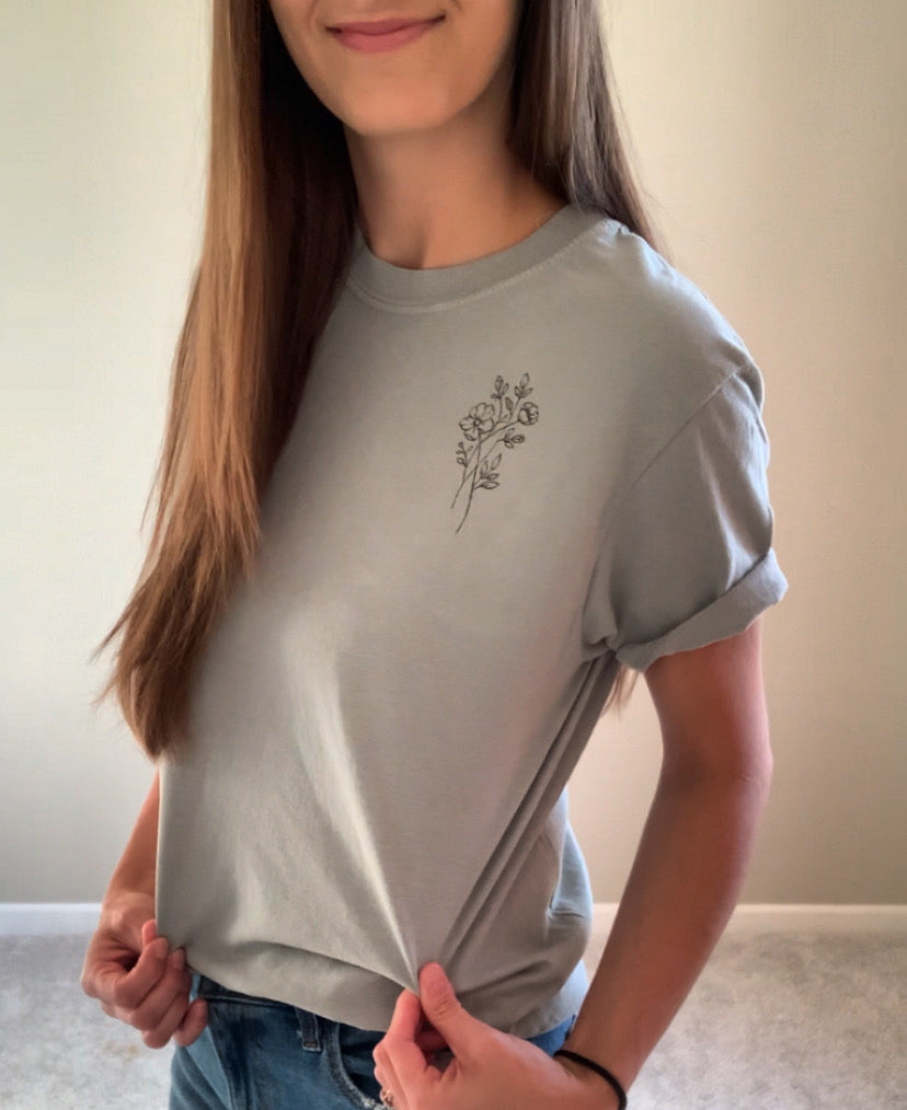 Flower Embroidered T-Shirt