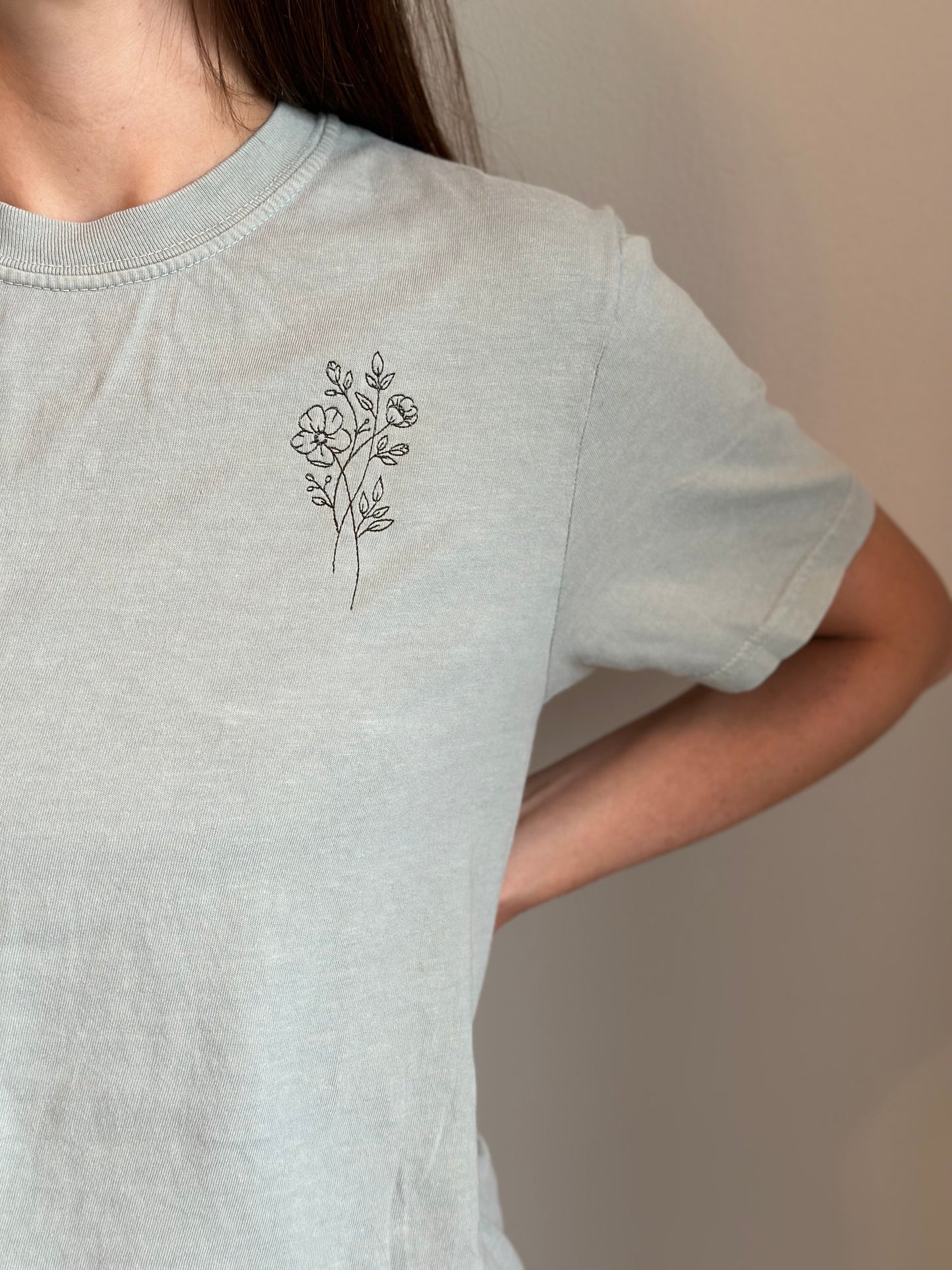 Flower Embroidered T-Shirt