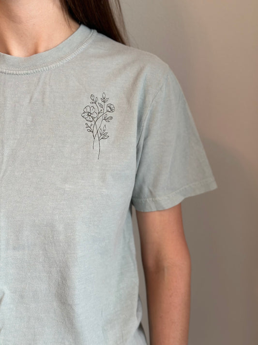 Flower Embroidered T-Shirt